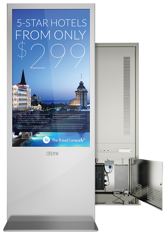 Eflyn Free Standing Kiosks Front and Back showing the insides