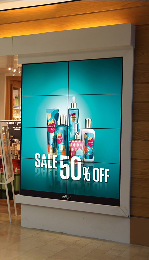 Eflyn 2x4 8 Panels Video Wall-Mountable in store being displayed