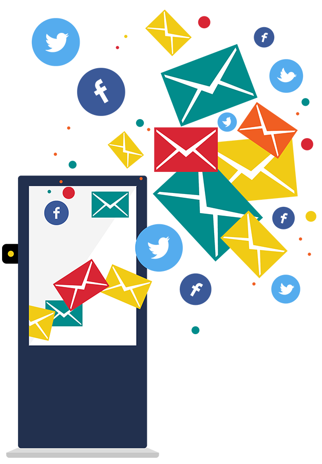 Social Media and Emails used through Kiosks Icon