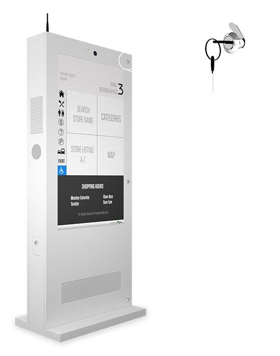 Eflyn Outdoor Digital Display Touch Screen Kiosk Closeup of Secure Locks Image