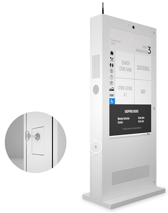Eflyn Outdoor Digital Display Touch Screen Kiosk Closeup of Special Secure Lock Image